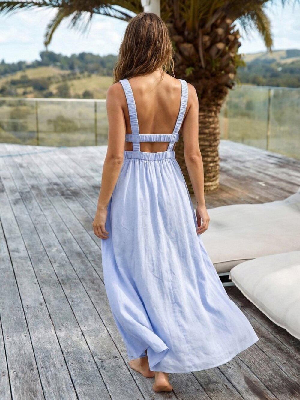 Berlook Sleeveless Dress - Cream (Not Blue) - 100% Flax